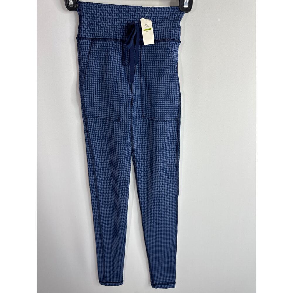 Offline By Aerie Hi Rise Houndstooth Blue‎ Legging XXS NWT